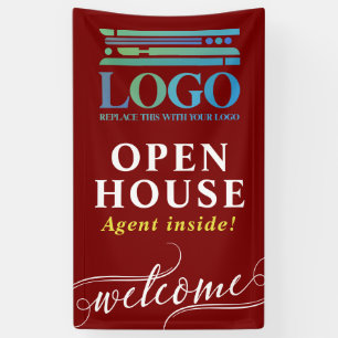 Burgundy Open House Realtor Logo Welcome Banner