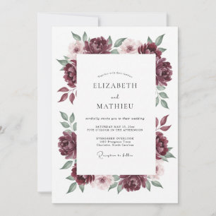 Burgundy Opulent Autumn Wedding Invitation