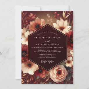 Burgundy Opulent Bloom Wedding Invitation
