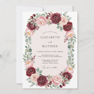 Burgundy Opulent Botanical Wedding Invitation