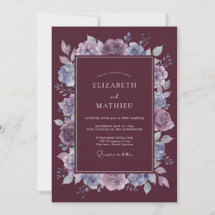 Burgundy Opulent Winter Wedding Invitation