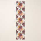Burgundy Orange Autumn Watercolor Floral on White