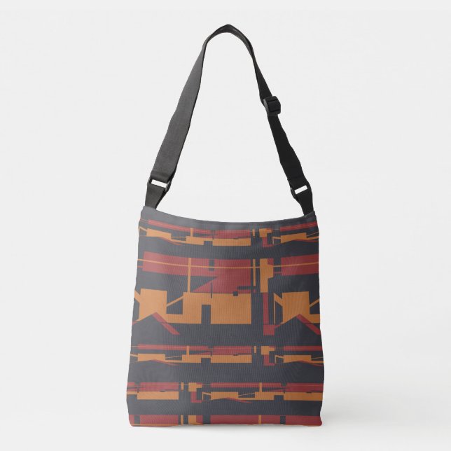Burgundy Orange Black Southwest Abstract Design   Crossbody Bag (Front)
