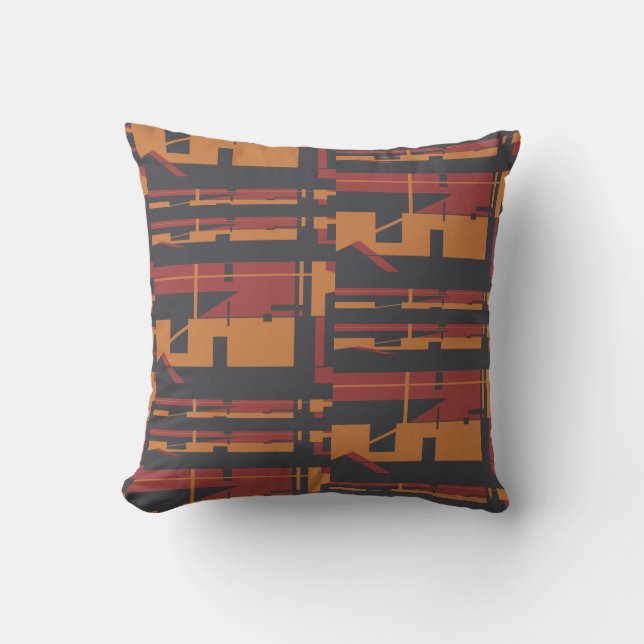Burgundy Orange Black Uneven Southwest Art Look   Cushion (Front)