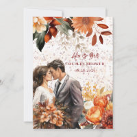 Burgundy Orange Bride Groom Wedding Couples Shower