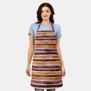 Burgundy Orange Cream Stripes Apron