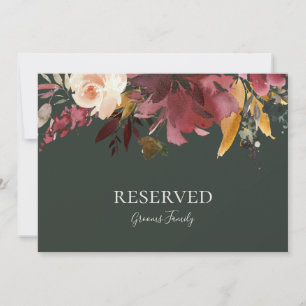Burgundy Orange Floral   Green Reserved Sign