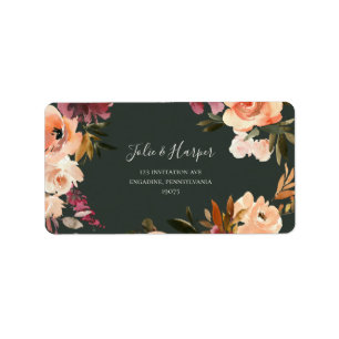 Burgundy Orange Floral   Green RSVP Address labels