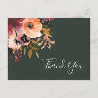 Burgundy Orange Floral | Green Wedding Thank You