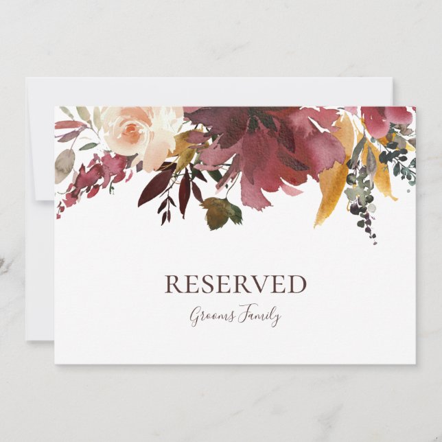 Burgundy Orange Floral | Reserved Sign (Front)