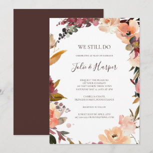 Burgundy Orange Floral We Still Do Vow Renewal Invitation