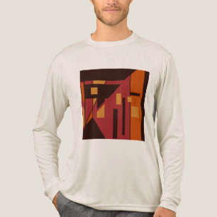 Burgundy Orange Gold Black Geometric Art Motif Tri-Blend Shirt