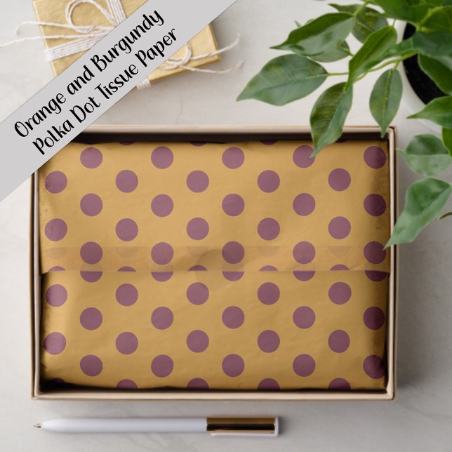 Burgundy Orange Polka Dot Tissue Paper (Orange and burgundy polka dot tissue paper)