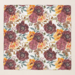 Burgundy Orange Rustic Autumn Watercolor Floral Scarf<br><div class="desc">Burgundy Orange Rustic Autumn Fall Watercolor Floral Wedding Acessories Scarves Wraps features a botanical watercolor floral pattern in burgundy and orange on a white background. Perfect for weddings,  bridesmaids,  birthday gift for Mum,  Grandmother,  friends and more. Designed by ©Evco Studio www.zazzle.com/store/evcostudio</div>