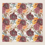 Burgundy Orange Rustic Autumn Watercolor Floral Scarf<br><div class="desc">Burgundy Orange Rustic Autumn Fall Watercolor Floral Wedding Acessories Scarves Wraps features a botanical watercolor floral pattern in burgundy and orange on a white background. Perfect for weddings,  bridesmaids,  birthday gift for Mum,  Grandmother,  friends and more. Designed by ©Evco Studio www.zazzle.com/store/evcostudio</div>