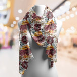 Burgundy Orange Rustic Autumn Watercolor Floral Scarf<br><div class="desc">Burgundy Orange Rustic Autumn Fall Watercolor Floral Wedding Acessories Scarves Wraps Shawl features a botanical watercolor floral pattern in burgundy and orange on a white background. Perfect for weddings,  bridesmaids,  birthday gift for Mum,  Grandmother,  friends and more. Designed by ©Evco Studio www.zazzle.com/store/evcostudio</div>