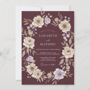 Burgundy Painterly Bloom Flourish Wedding Invitation