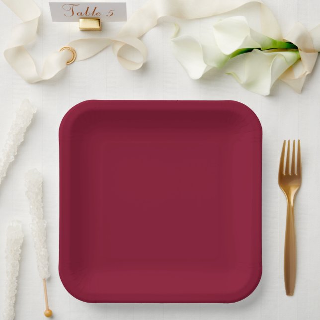 Burgundy Paper Plate (Wedding)