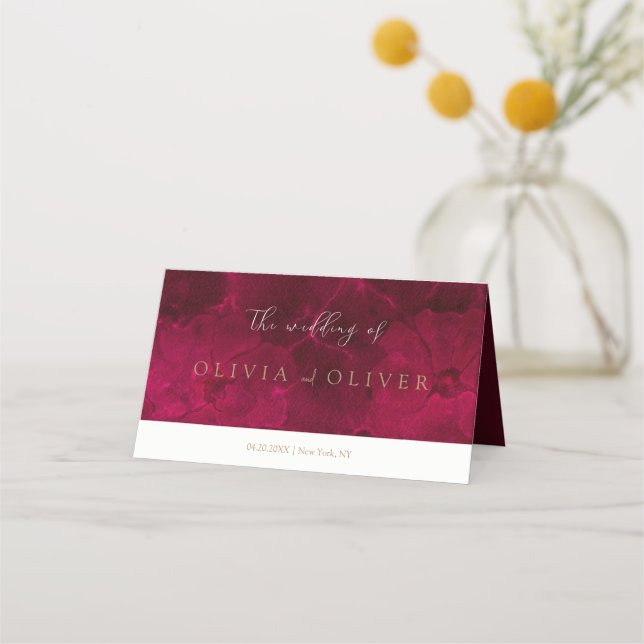 Burgundy Passion Wedding Place Card (Front)