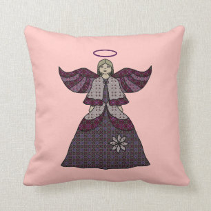 Burgundy Patchwork Angel Cushion