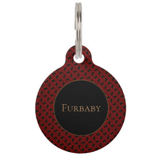 Burgundy Patterned Pet Tag