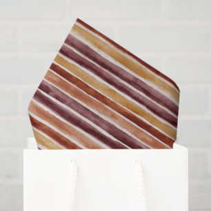 Burgundy Peach Orange Red Stripes Birthday Tissue Paper