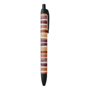 Burgundy Peach Orange Red Stripes Black Ink Pen