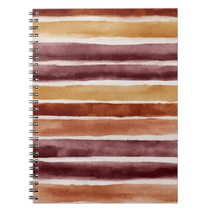 Burgundy Peach Orange Red Stripes Notebook