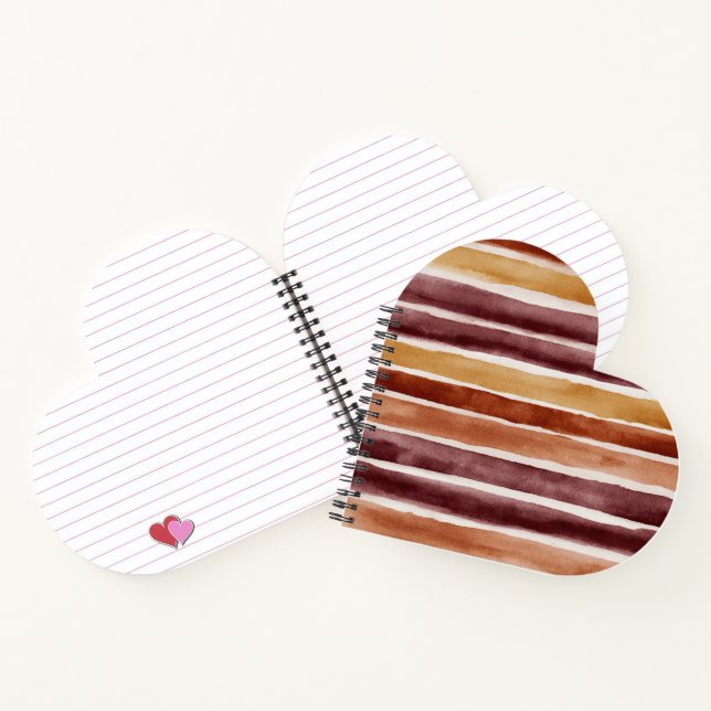 Burgundy Peach Orange Red Stripes Notebook (Inside)