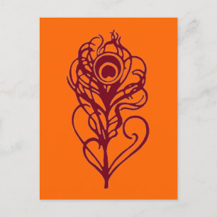 Burgundy Peacock Feather Postcard