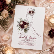 Burgundy Peony Flowers Bridal Shower