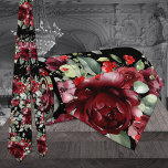 Burgundy Peony Silver Greenery Black Wedding Tie<br><div class="desc">Neck Ties for Tuxedo Royale by Leonbience.</div>