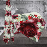 Burgundy Peony Silver Greenery Sage Green Wedding Tie<br><div class="desc">Neck Ties for Tuxedo Royale by Leonbience.</div>
