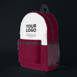 Burgundy | Personalised Business Logo and Text Printed Backpack<br><div class="desc">Burgundy and white | Personalised Business Logo and Text professional Printed Backpack</div>