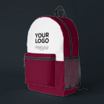 Burgundy | Personalised Business Logo and Text Printed Backpack<br><div class="desc">Burgundy and white | Personalised Business Logo and Text professional Printed Backpack</div>