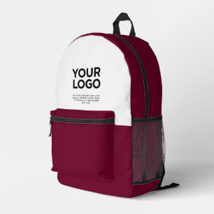 Burgundy Personalised Business Logo and Text Printed Backpack