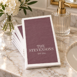 Burgundy Personalised Family Name Entertaining Napkin