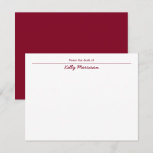 Burgundy Personalised From the Desk Of Card