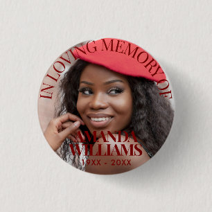 Burgundy   Personalised Photo Memorial 3 Cm Round Badge