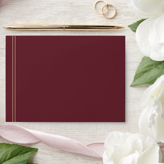 Burgundy Personalised Return Address Wedding Envelope (Wedding)