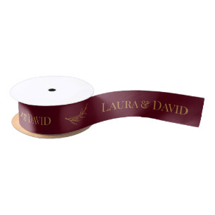 Burgundy Personalized Wedding Gift Ribbon Satin Ribbon
