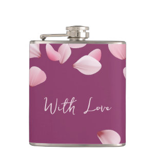 Burgundy Petal Design Vinyl Wrapped Flask