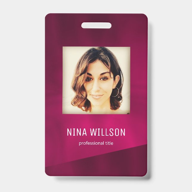 Burgundy Photo Business ID Badge (Front)