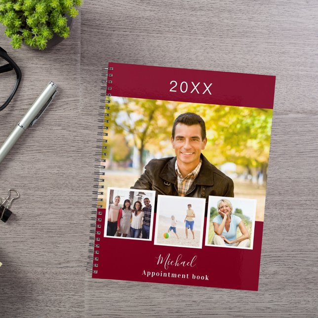 Burgundy photo collage appointments 2026 planner (Creator Uploaded)