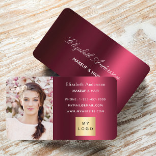 Burgundy photo logo elegant business card