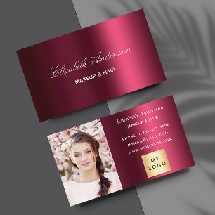 Burgundy photo logo elegant premium business card