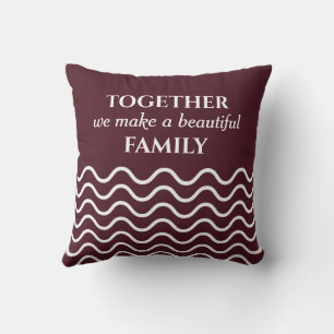Burgundy Photo Quote Wavy Pattern Double Sided Cushion