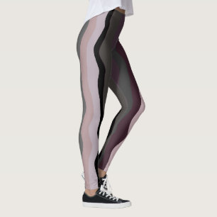 Burgundy, Pink and Purple Wavy Stripes Leggings