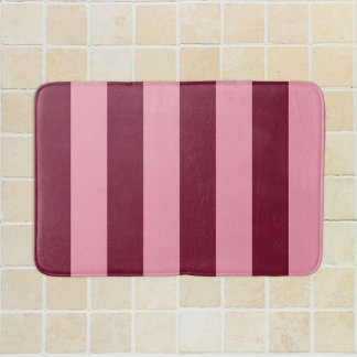 Burgundy Pink Big Stripe Pattern Bold Cherry Red Bath Mat