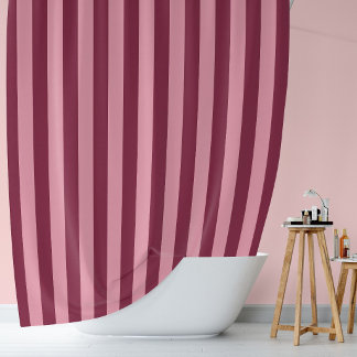 Burgundy Pink Big Stripe Pattern Bold Cherry Red Shower Curtain